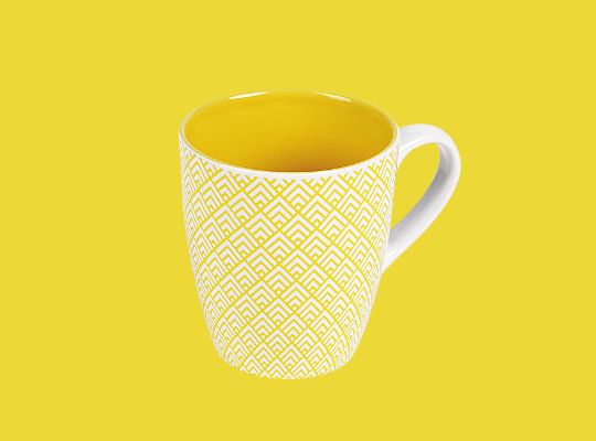 Ceramic Coffee Cup White & Yellow